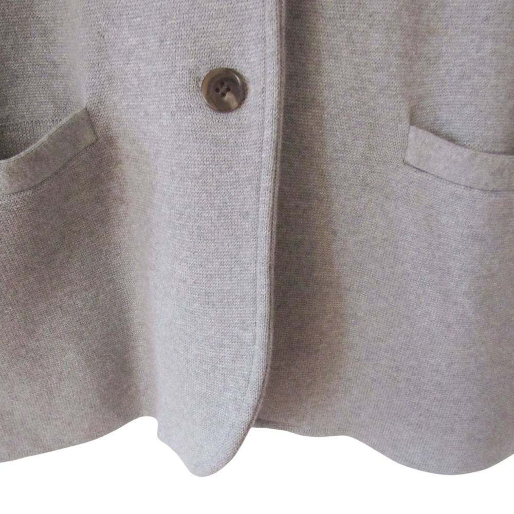 J Crew Factory Gray Sweater Blazer Medium Cotton Pockets Knit 2 Button Office - Picture 6 of 9